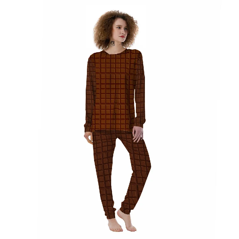 Chocolate Bar Brown Print Pattern Women's Pajamas