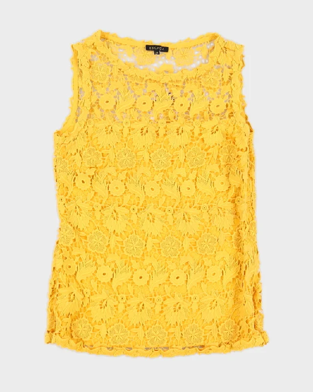 Escada Yellow Lace Sleeveless Top - S