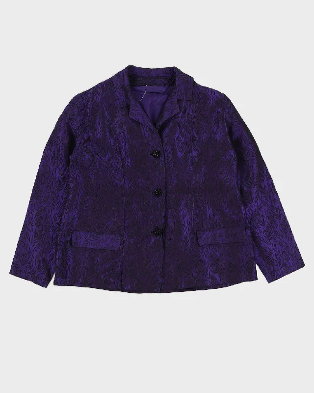 Purple And Black Patterned Blazer Jacket - M