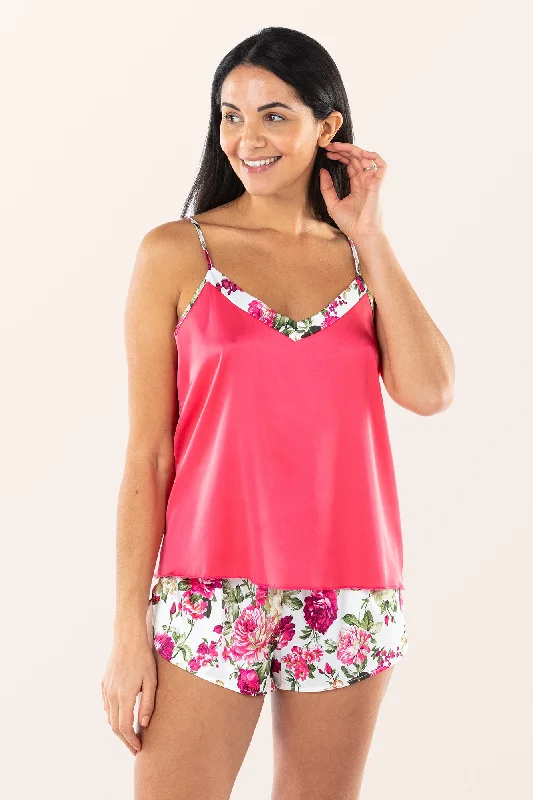 Satin 2-Piece Nightwear Set - Pink Floral