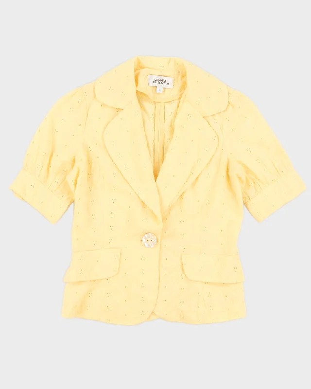 Yellow Lace Short Sleeve Blazer Jacket - XXS