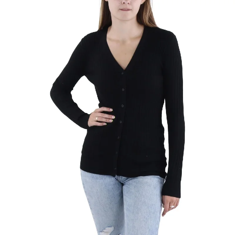 Womens Skinny Ribbed Button down Cardigan Sweater