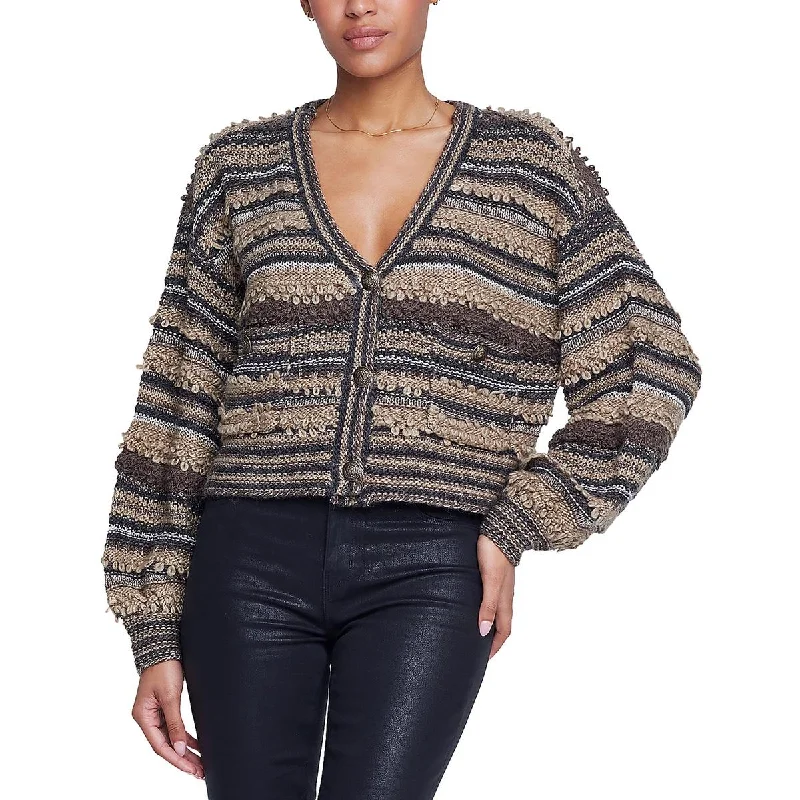 Harriet Womens Metallic Striped Cardigan Sweater