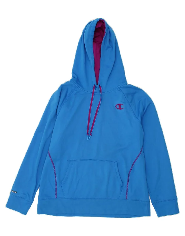 CHAMPION Womens Hoodie Jumper UK 16 Large Blue Polyester