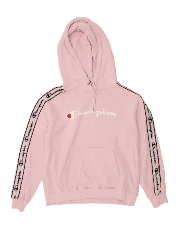 CHAMPION Womens Oversized Graphic Hoodie Jumper UK 10 Small Pink