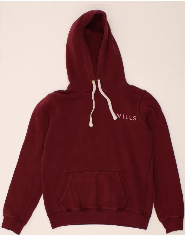 JACK WILLS Womens Oversized Graphic Hoodie Jumper UK 10 Small Burgundy