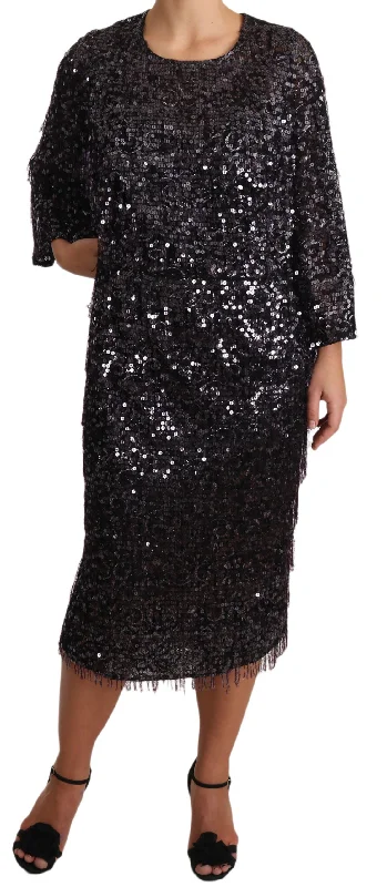 Dolce & Gabbana Sequined Shift Midi Dress – Timeless Women's Elegance