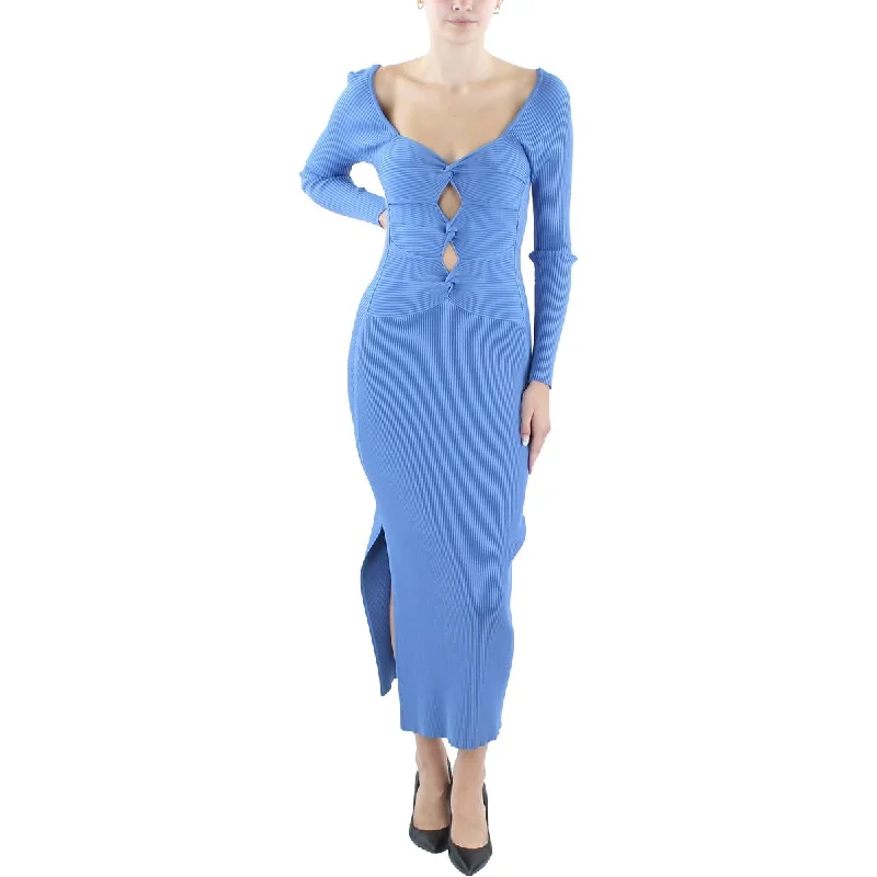 Melissa Womens Ribbed Viscose Midi Dress