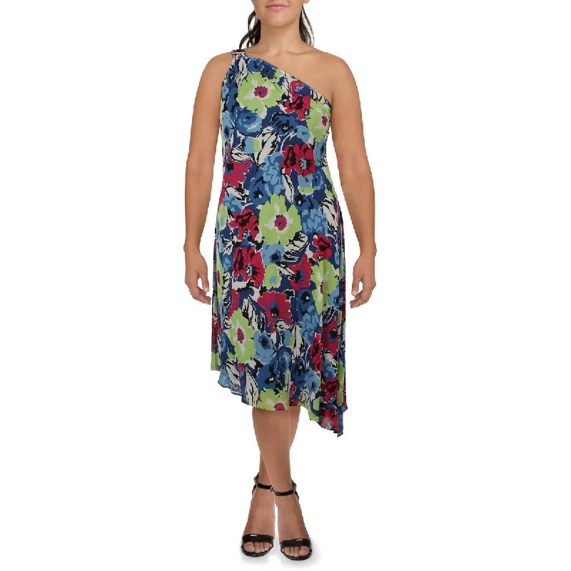 Georgette Womens Floral Print Chiffon Midi Dress