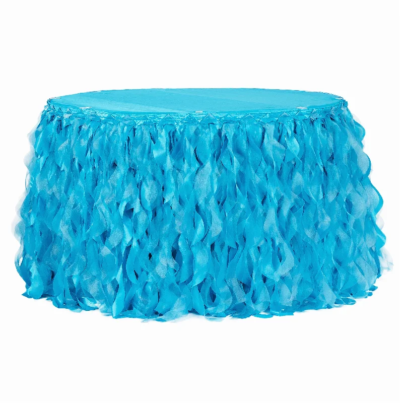 Curly Willow 14ft Table Skirt - Aqua Blue