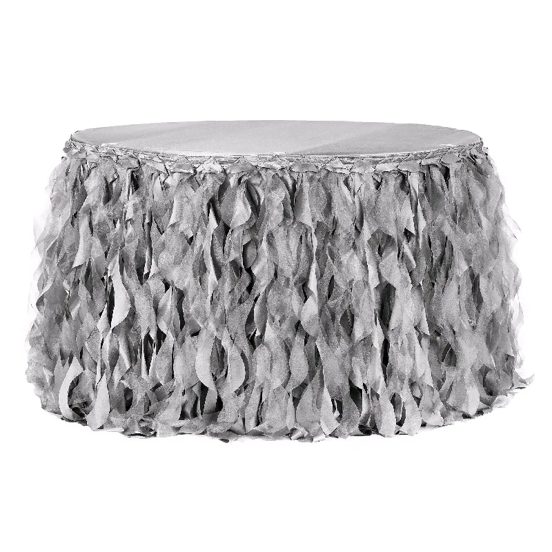 Curly Willow 14ft Table Skirt - Silver