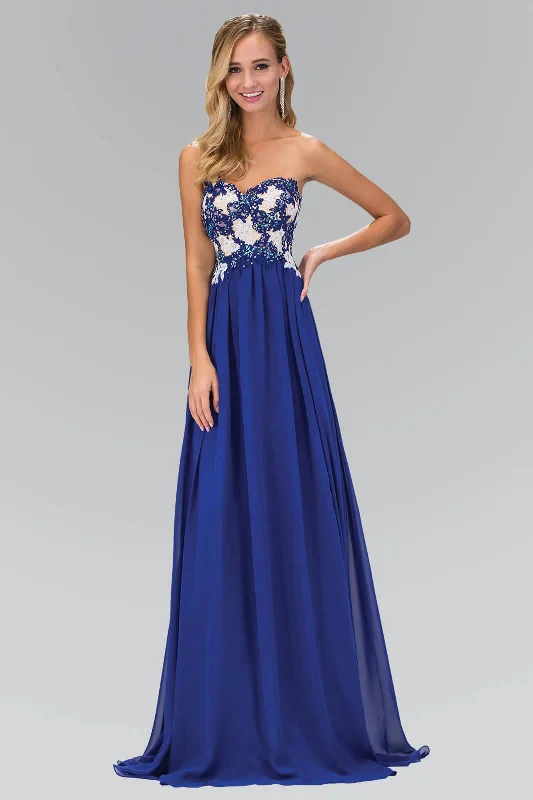 Prom Strapless Sweetheart Chiffon Long Formal Dress