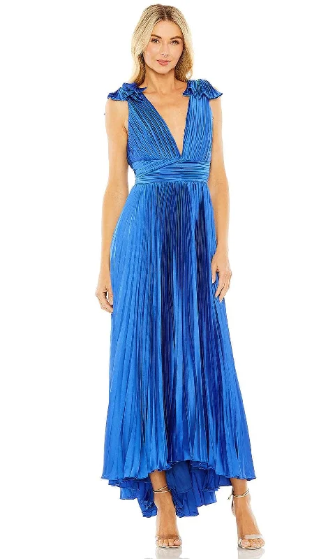 Ieena Duggal 49734 - V-Neck Pleated High Low Prom Gown