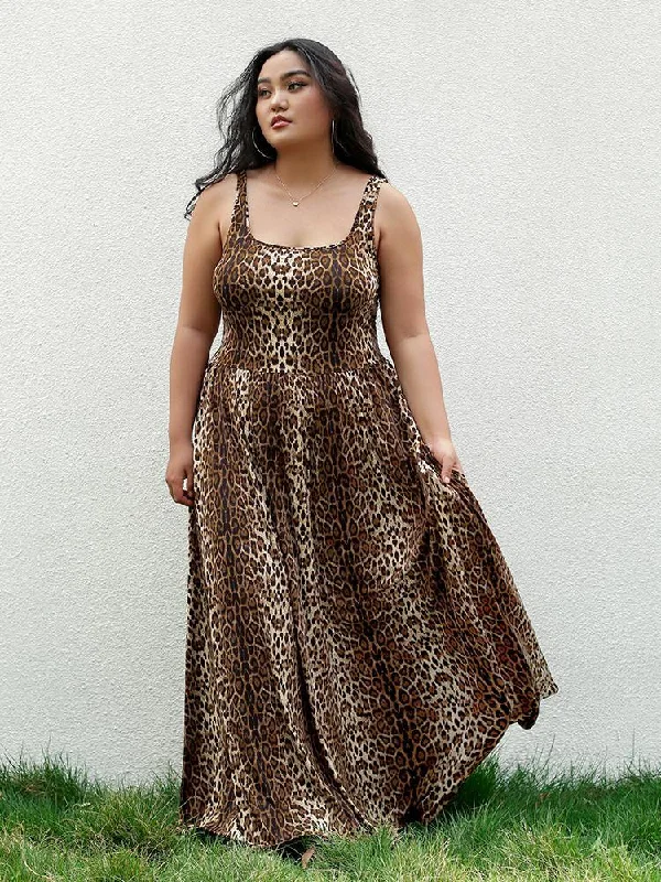 Leopard Shirred Tank Dress