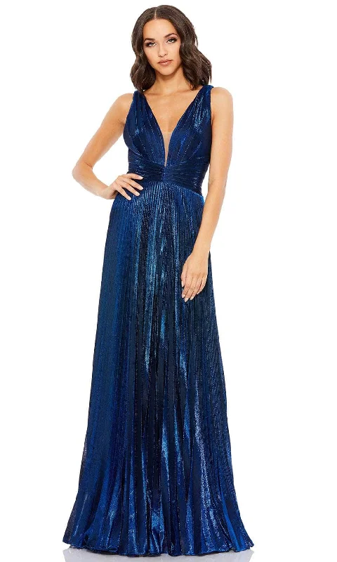 Mac Duggal 50640 - Pleated Metallic Plunging Evening Dress