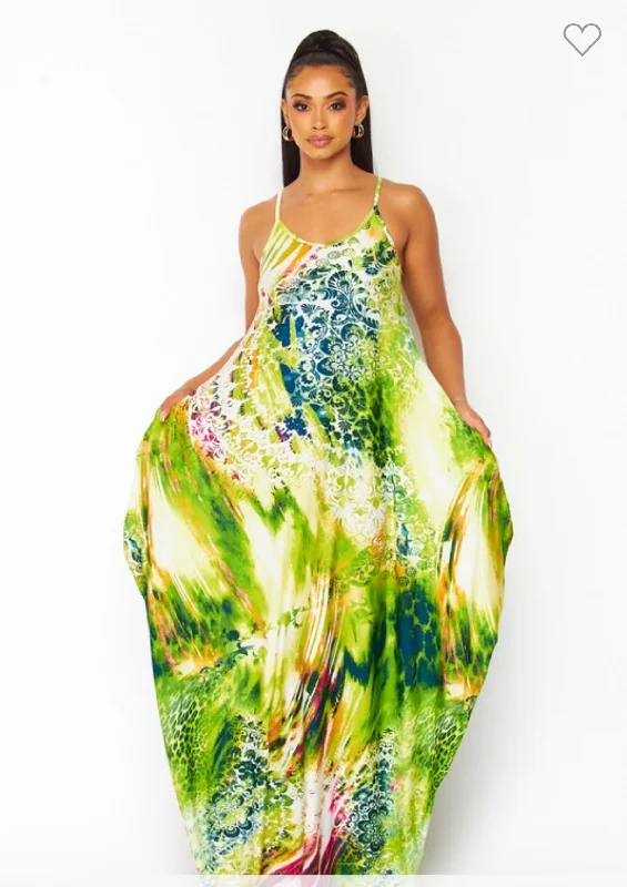 Splash of Colors Tank Dress (Green)