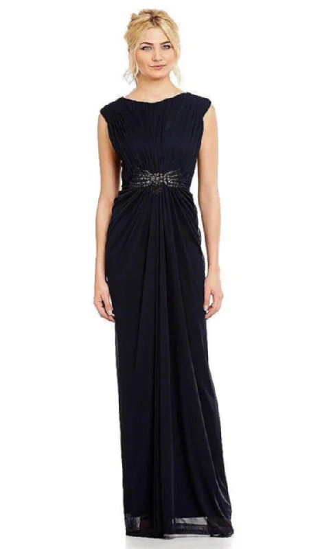 Adrianna Papell - 08G905560SC Drape Styled Jeweled Sheath Dress