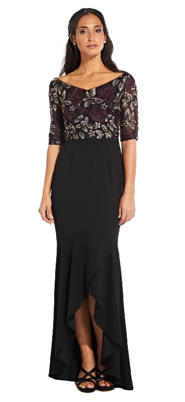 Adrianna Papell - Embroidered V-Neck High Low Dress AP1E204611SC