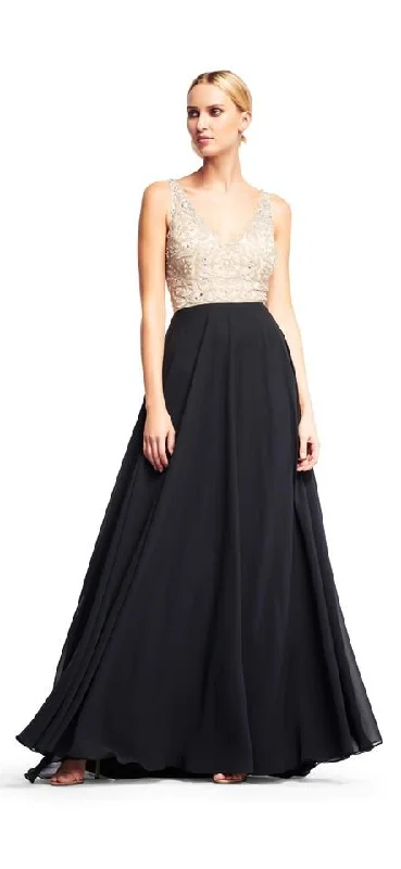 Aidan Mattox - Embellished V Neck Flowy Evening Dress MD1E200982SC