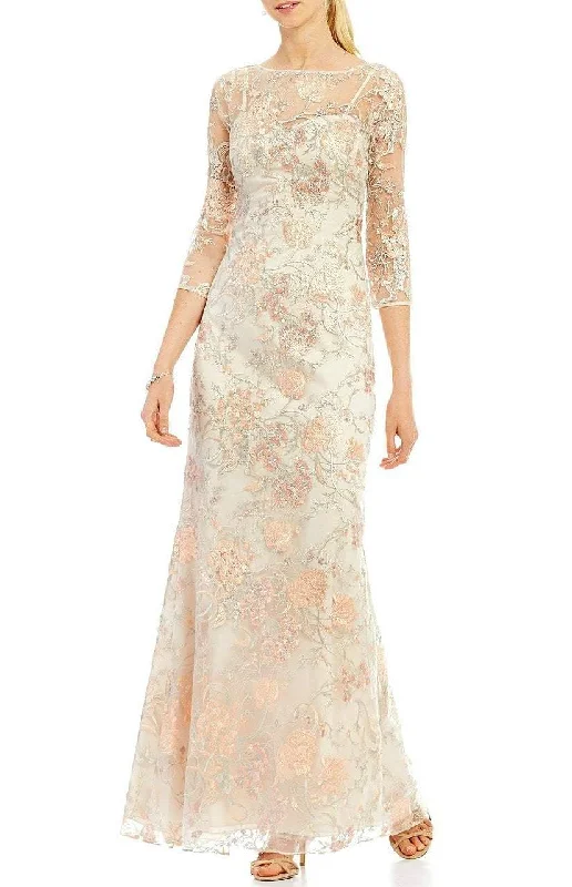 Aidan Mattox - Quarter Sleeve Sheer Embroidered Gown MD1E201009SC