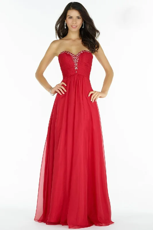 Alyce Paris 8022 - Beaded Ruched Strapless Bodice Chiffon Gown