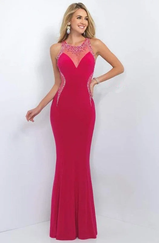 Blush - 11080SC Jewel Sheath Jersey Evening Gown