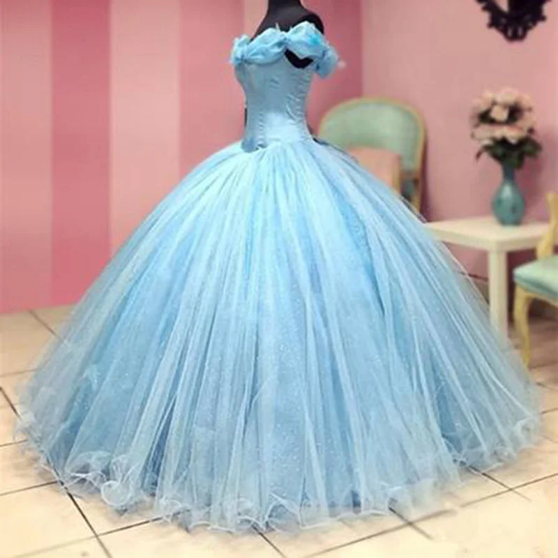 Cinderella Corset Prom Dress Ball Gown Girls Sweet 16 Debutante Gown Birthday Quinceanera Dress