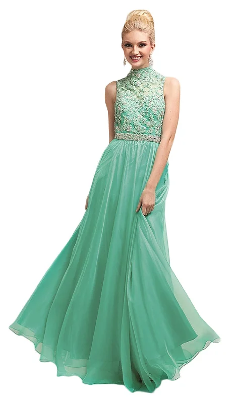 Cinderella Divine - 7952 Embroidered High Neck Evening Dress