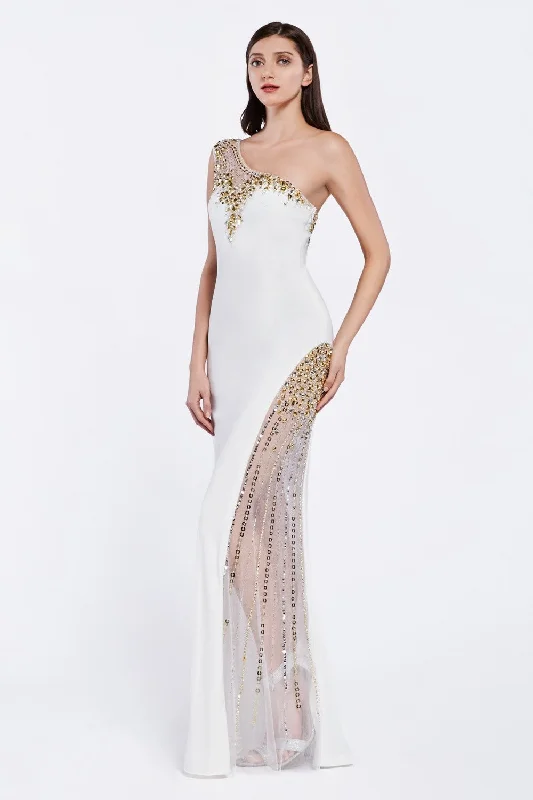 Cinderella Divine - Embellished One Shoulder Fitted Evening Dress C2660-