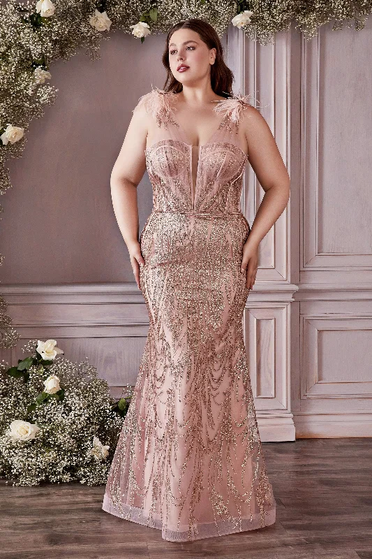 Cinderella Divine: Enchanting Evening Gown with Intricate Beadwork and Trumpet Silhouette