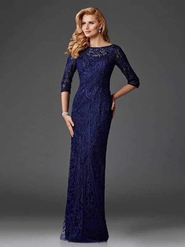 Clarisse - M6424SC Soutache Embroidered Illusion Bateau Dress