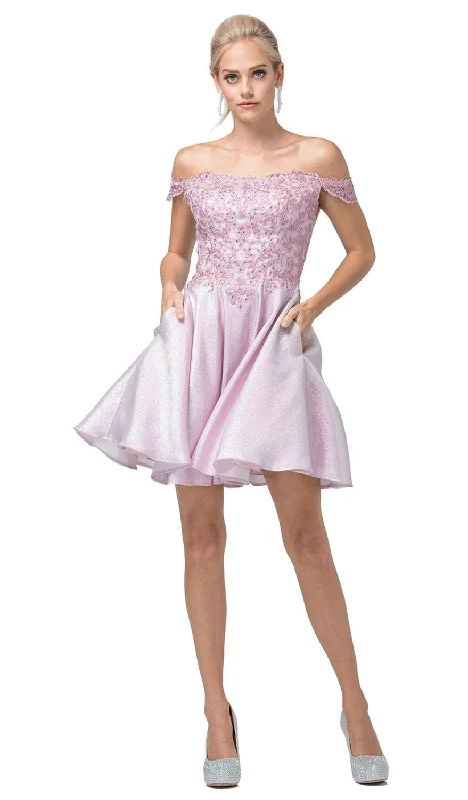 Dancing Queen - 3203 Jeweled Applique A-Line Dress