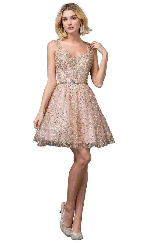 Dancing Queen - 3222 Sleeveless Glittered Homecoming Dress