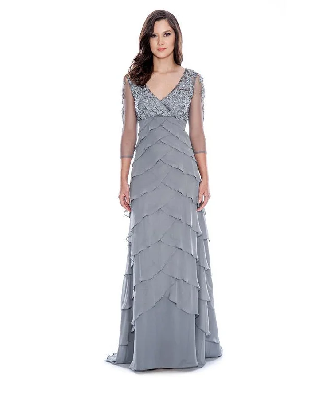 Decode 1.8 - Dress 183184SC Sheer Sleeve V Neck Tiered Gown