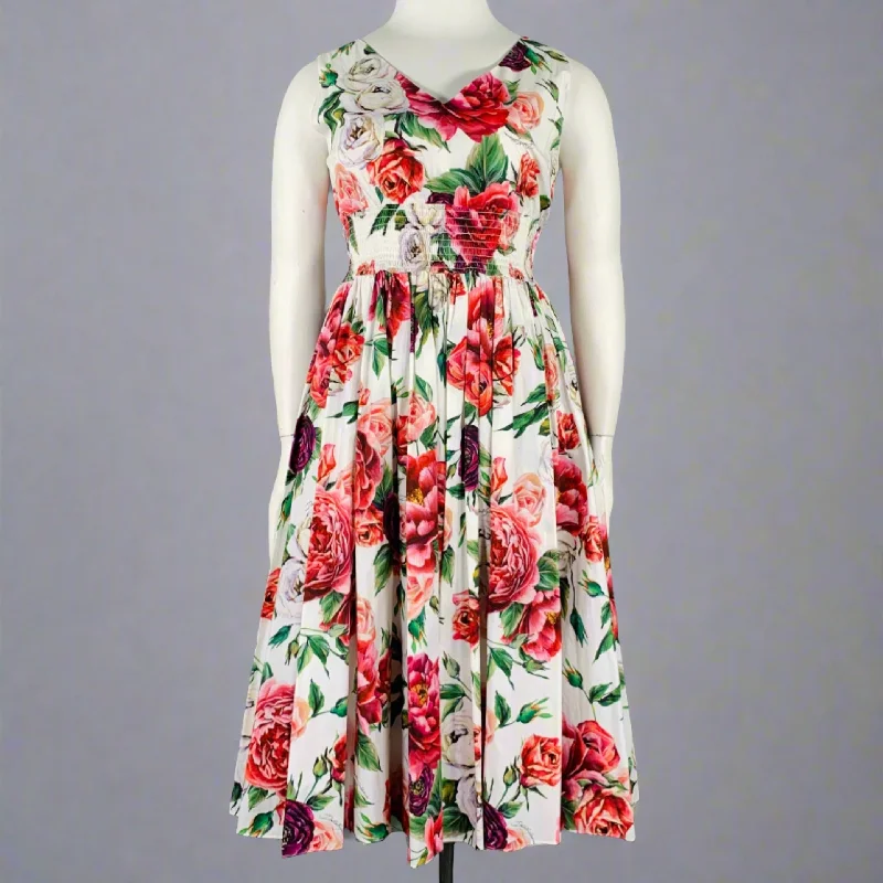 DOLCE & GABBANA Size 10 Multi Color Floral V-Neck Dress