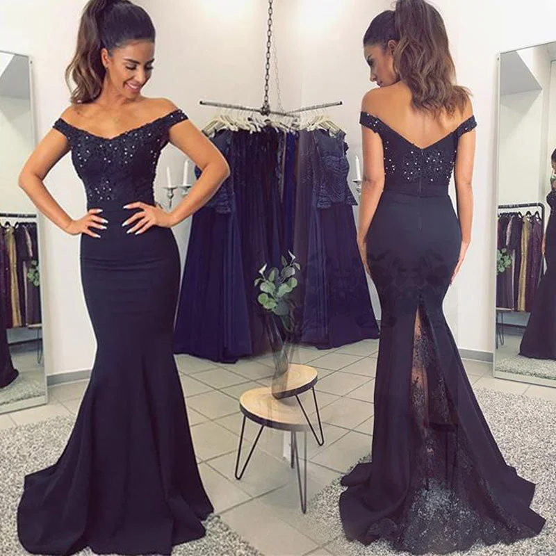 Elegant Off the Shoulder Mermaid Women formal evening dresses Adult Bridesmaid Gown