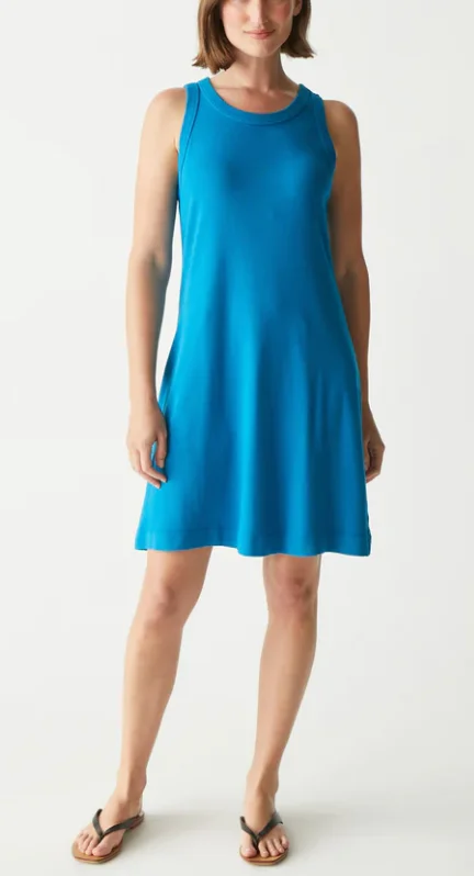 Eliza Above The Knee Dress- Pacific Blue