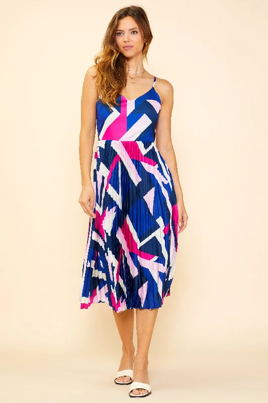 Geo Pleated Dress*FINAL SALE*