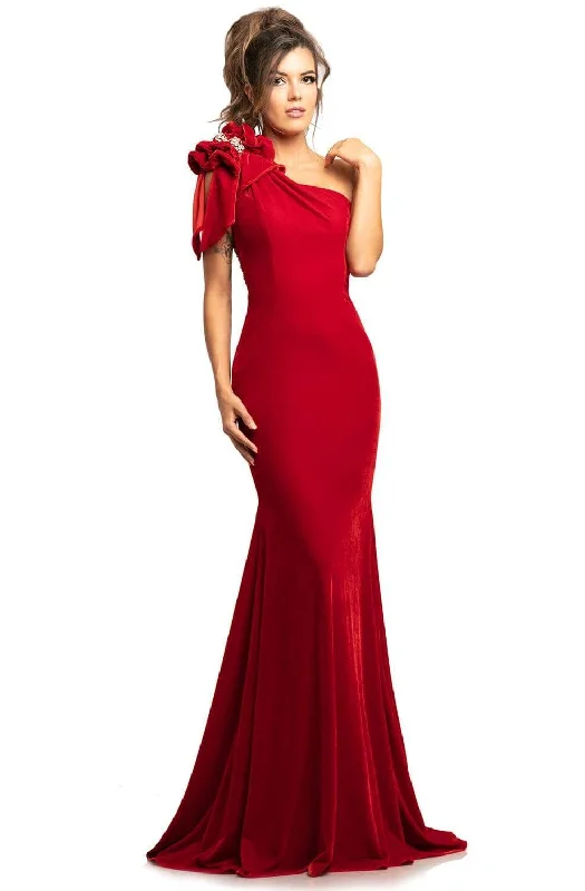 Johnathan Kayne - 2055 Ruffled One-Shoulder Trumpet Dress