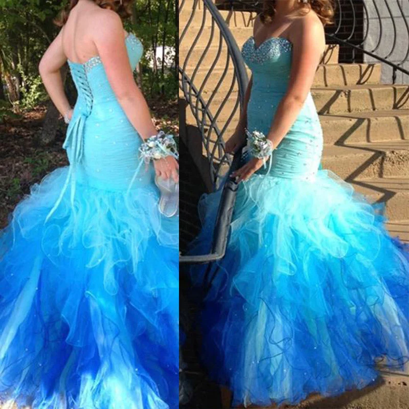 LP7369 Sexy Sweetheart Mermaid Prom Dress organza Ombre formal evening gowns vestido de festa