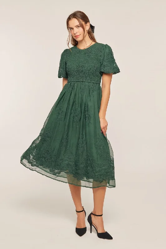 Madeline Dress in Emerald Green- Misses and Plus (S-3X)