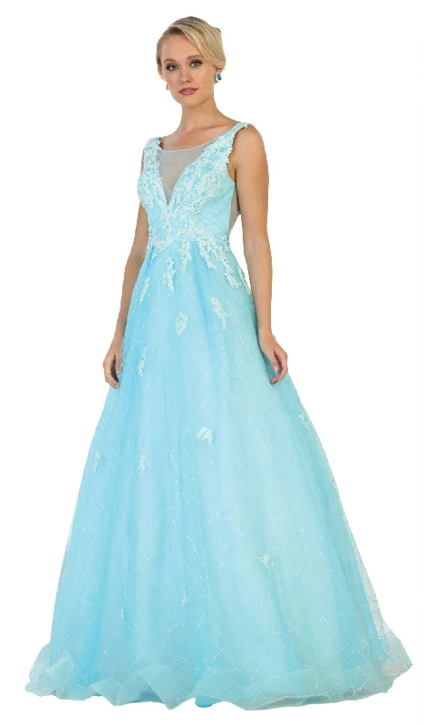 May Queen - RQ7513 Bateau A-Line Evening Dress