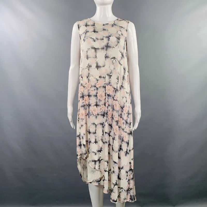 MM6 MAISON MARGIELA Size XS Cream Grey Pink Viscose Blend Floral Dress