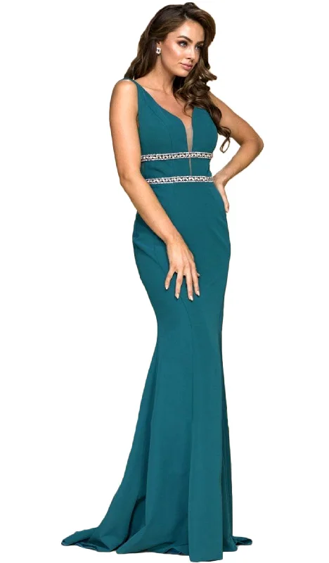 Nox Anabel - Embellished V-Neck Mermaid Gown A076SC