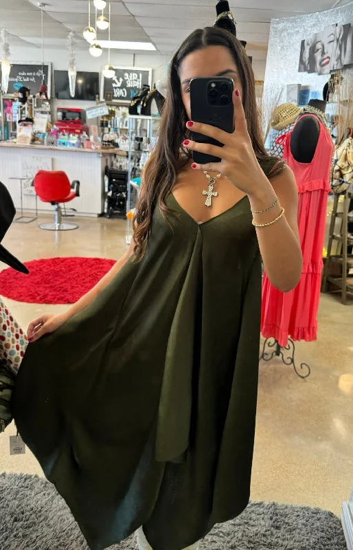 Satin V-Neck Dress