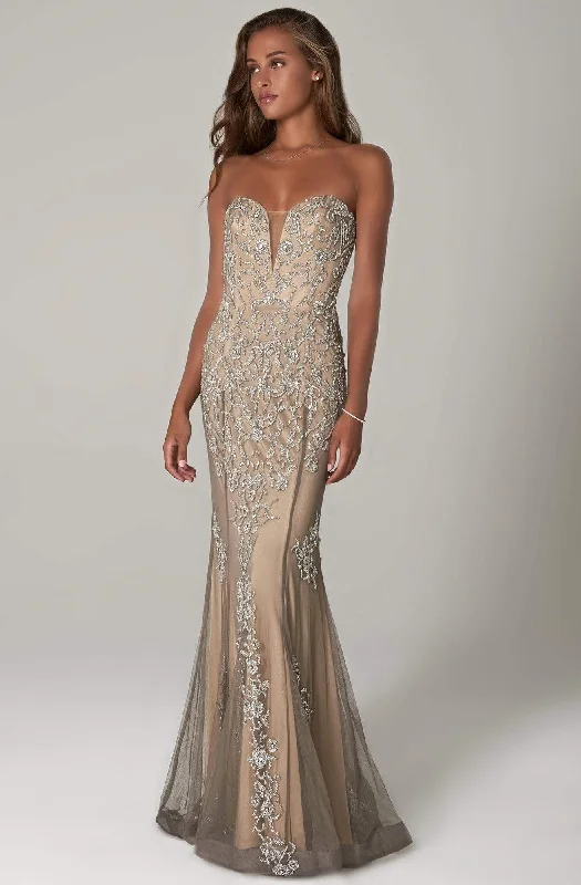 SCALA - 60097 Beaded Strapless Prom Dress