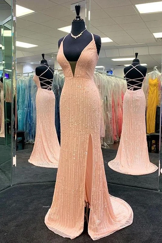 Sexy A-Line Sheath Spaghetti Straps Prom Dress, PD2308038