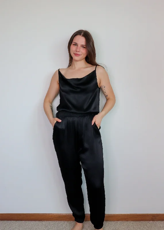 Smocked Waist Jumpsuit—Black **FINAL SALE **