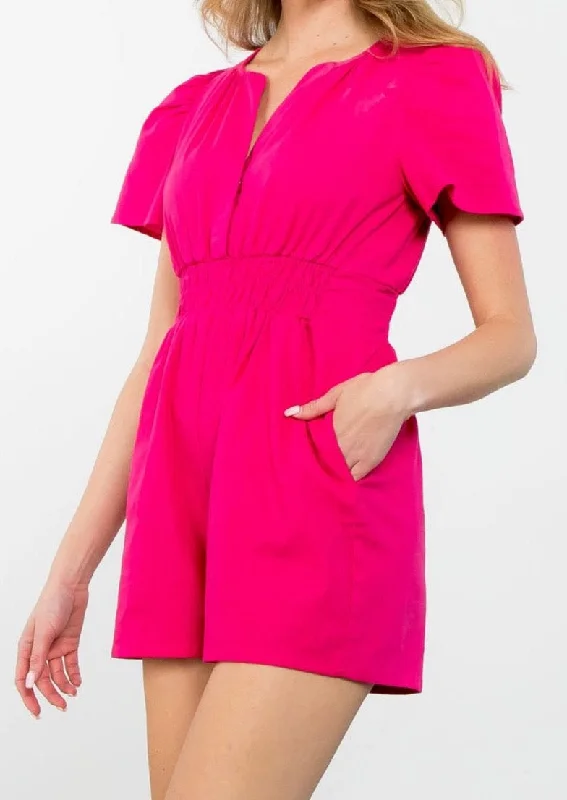 Smocked Waist Romper- Pink