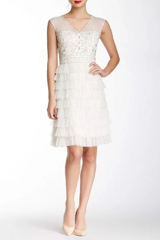 Sue Wong - Illusion V-Neck Beaded Tiered Ruffle Dress W4230SSC